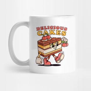 Delicious cake, retro mascot cartoon Mug